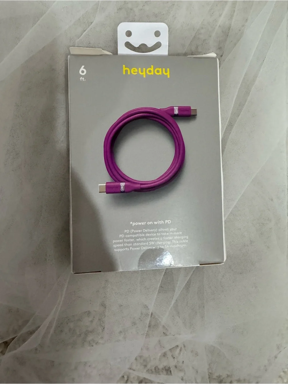 heyday Soft-Touch Fast USB-C to USB-C Charging Cable - Purple